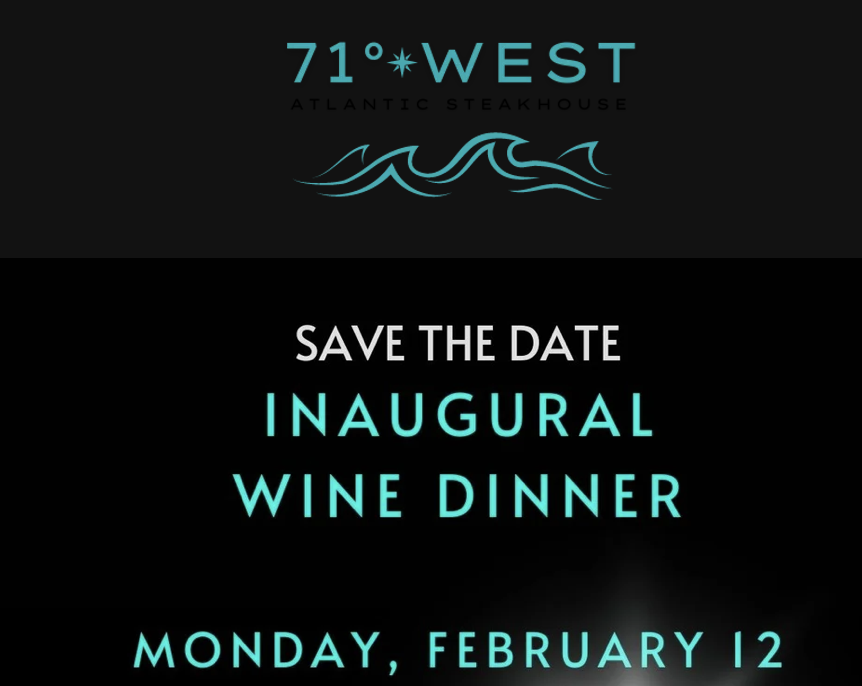Wine Dinner, 71° West, Plymouth
